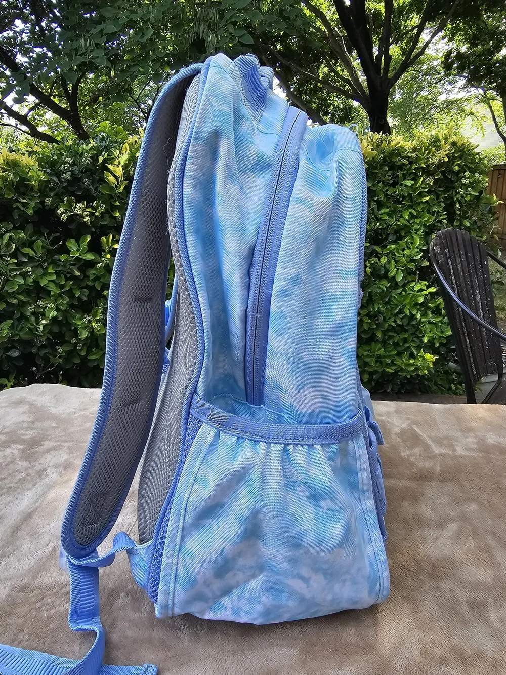Pottery Barn Kids Blue Tie-Dye Backpack with Rainbow Front Pocket